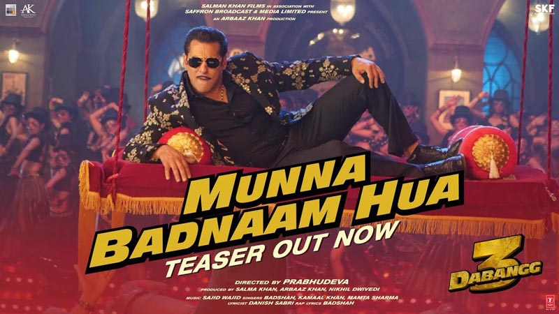 Salman Khan Shares Teaser Of Munna Badnaam Hua From Dabangg 3 Daily Times 