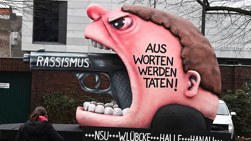 German Carnival floats take aim at racism in wake of attack