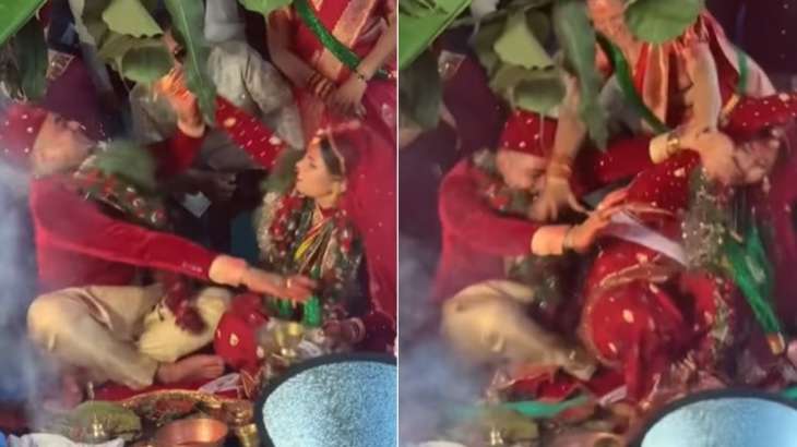 Viral video: Bride and groom fight like kids at mandap - Daily Times