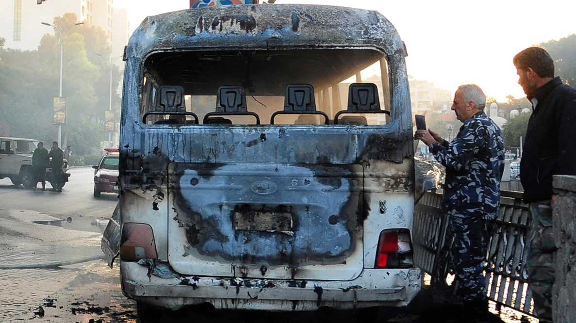 Bomb blast near military bus in Syria kills 18 soldiers