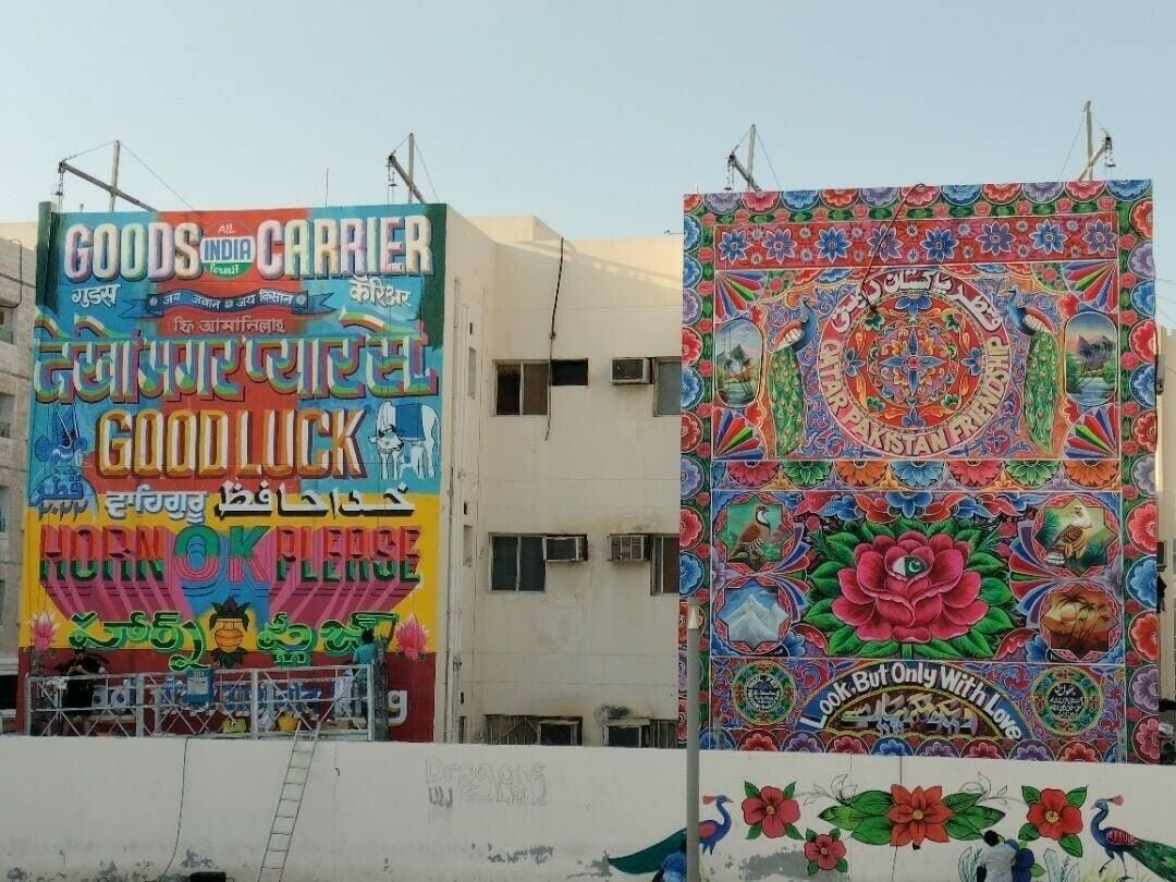 FIFA World Cup 2022: Pakistani truck artists paint mural in Doha