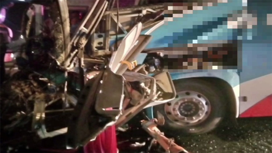 Bus-trailer collision