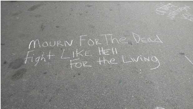 Messages written on 4th street for Heather