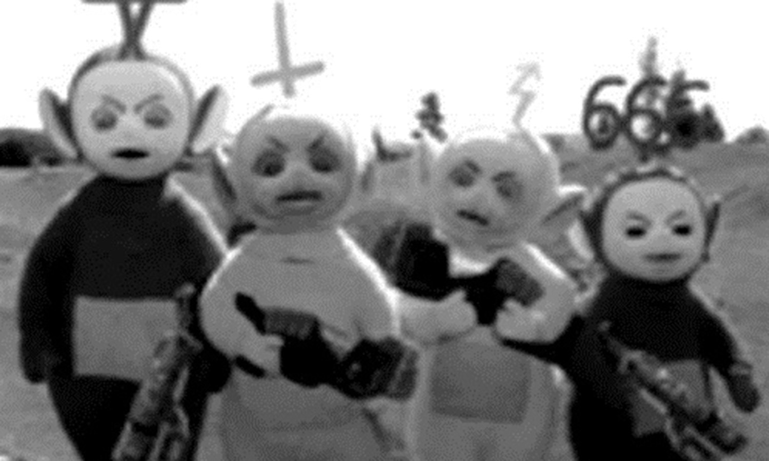 A group of militant Teletubies. 